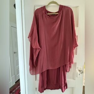 Eileen Fisher Rose Layered silk sheer tunic over jersey dress